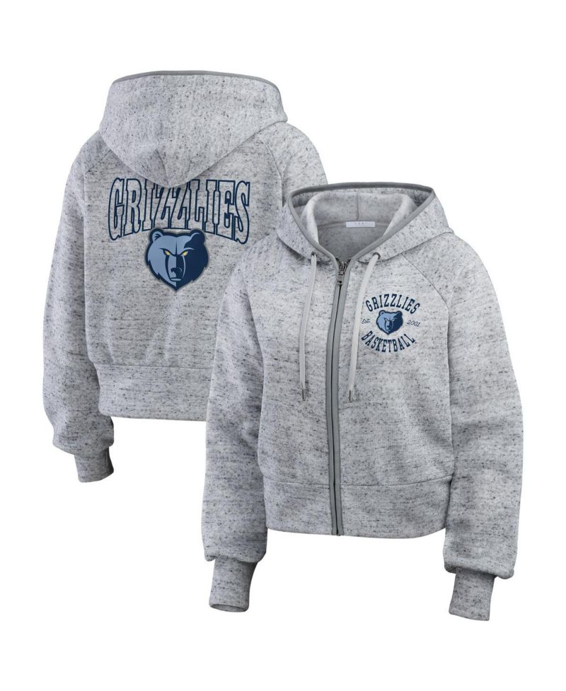 Women's Heather Gray Memphis Grizzlies Speckled Radiator Full-Zip Hoodie