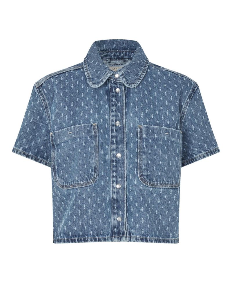 Women's Cropped Collared Snap-Front Shacket