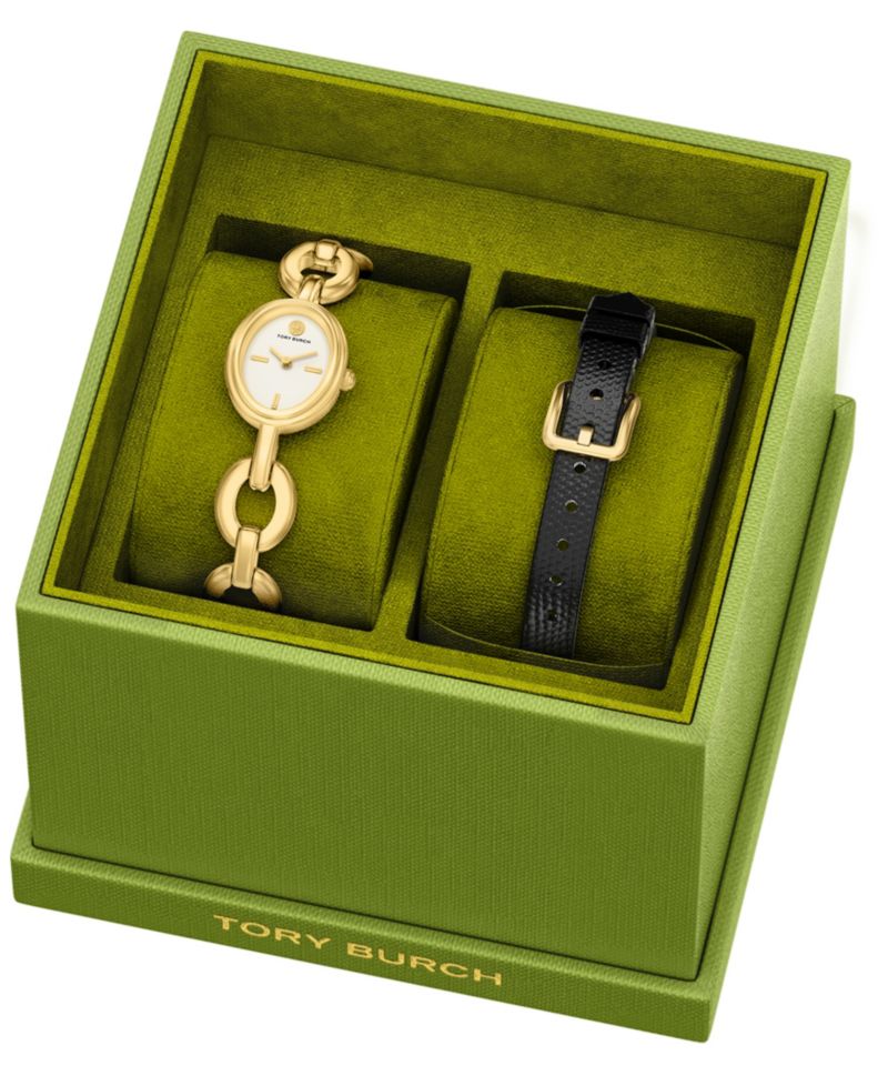 Women's The Oval Small Gift Set Quartz Two-Hand Gold Stainless Steel Watch, 22mm