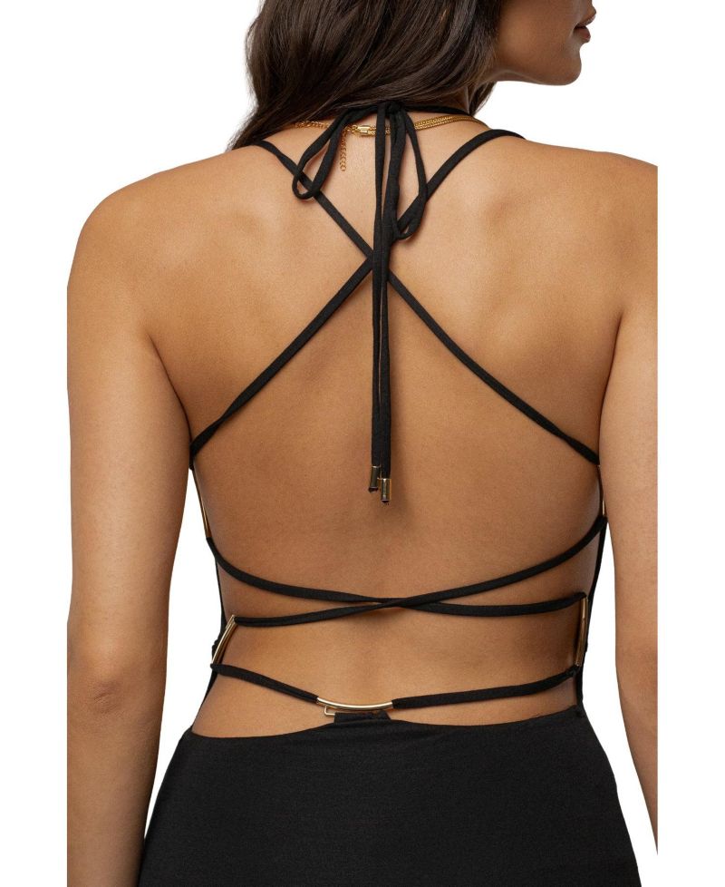 Women's Radiant Form Cowl Neckline Open-Back Body-Con Maxi Dress