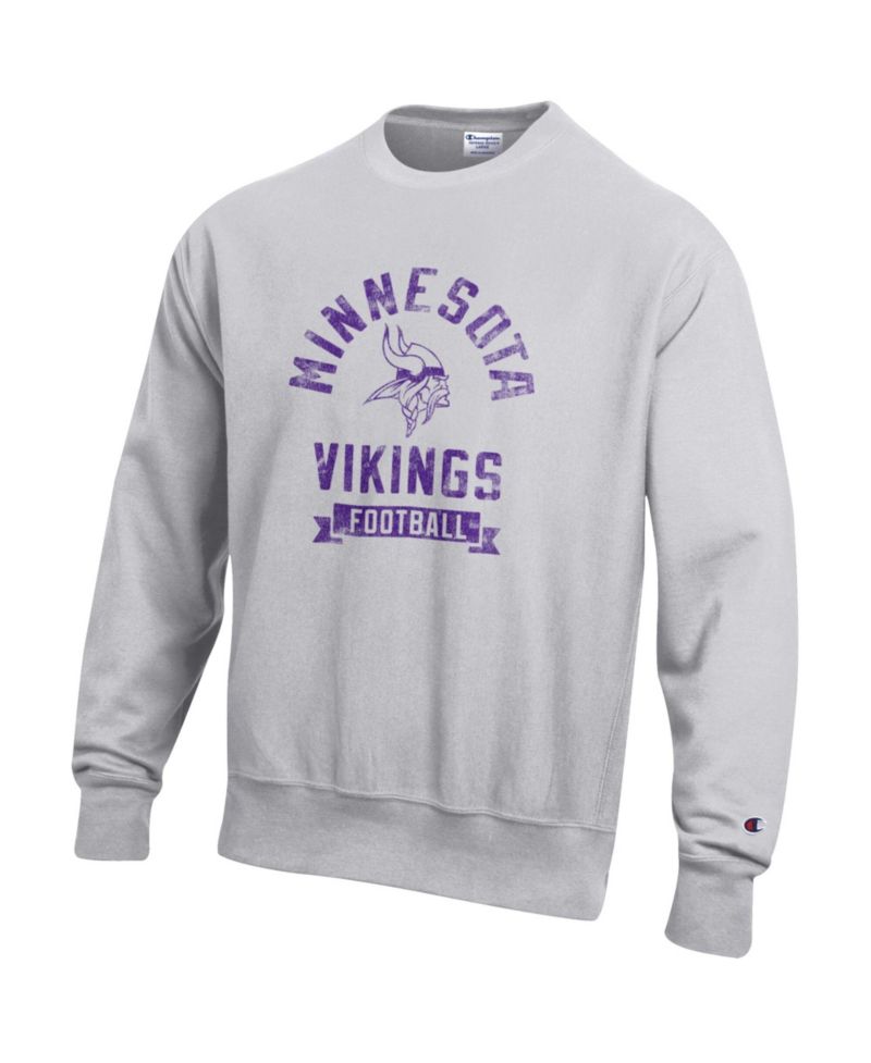 Men's Heather Gray Minnesota Vikings Reverse Weave Fleece Pullover Sweatshirt