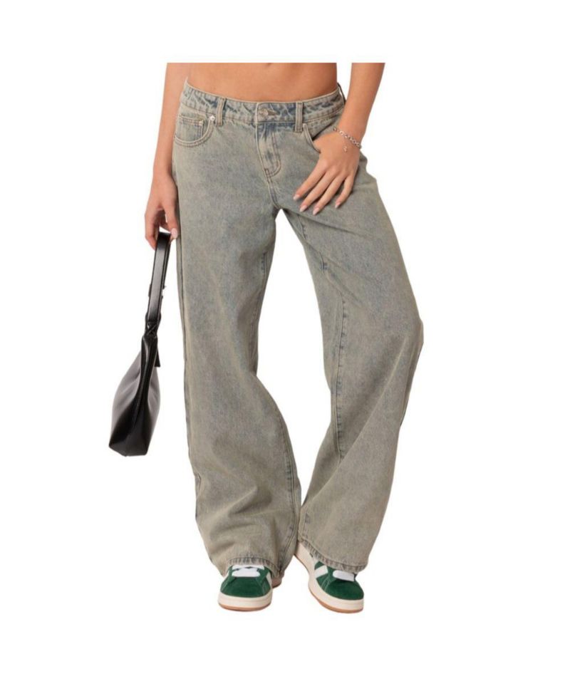 Women's Magda Acid Wash Low Rise Baggy Jeans