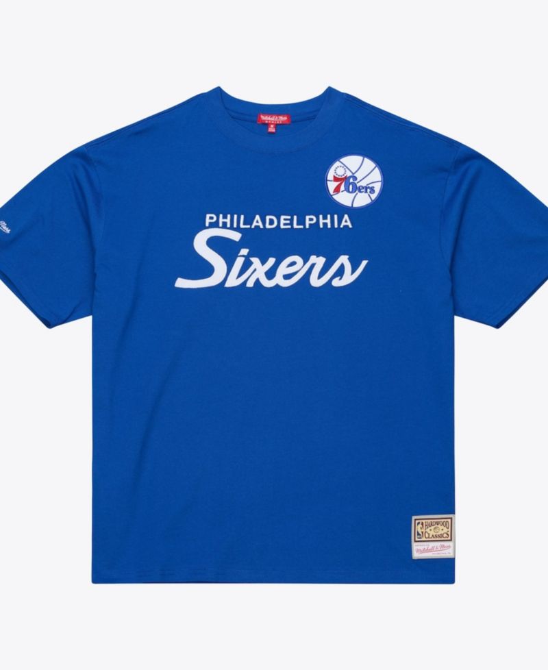 Women's Royal Philadelphia 76ers Hardwood Classics Head Coach T-Shirt