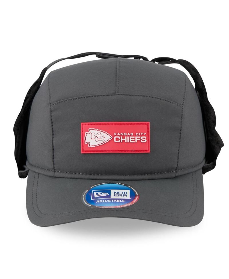 Men's Charcoal Kansas City Chiefs 2025 Sideline Cold Weather Runner Dog Ear Adjustable Hat