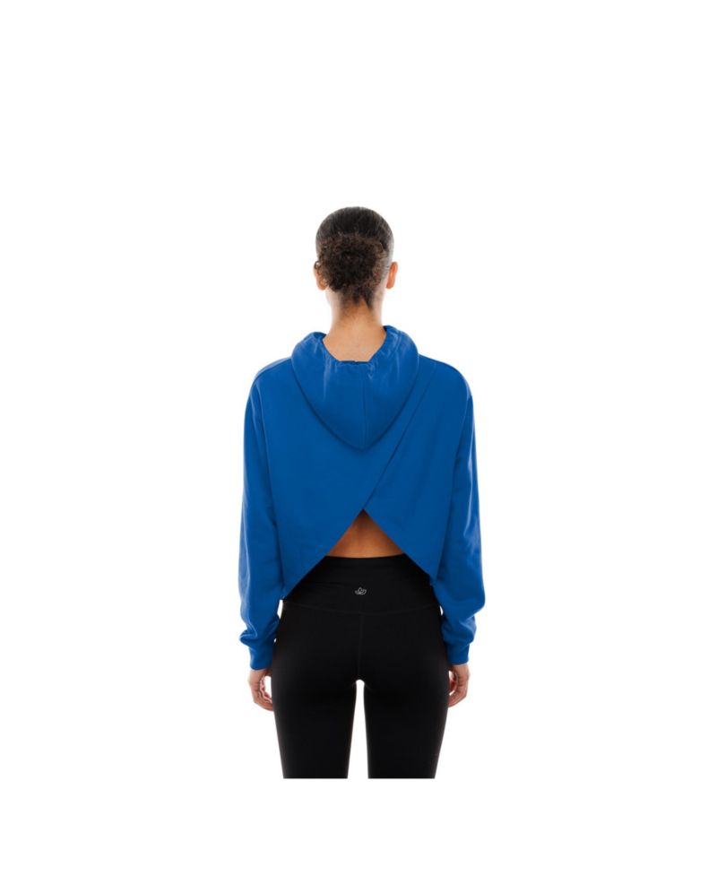 Women's Royal Golden State Warriors Glam Game Open Back Hoodie