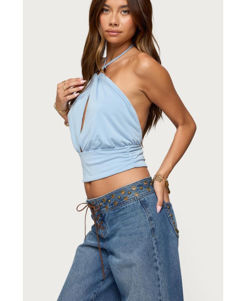 Women's Khalia Backless Cut Out Halter Top