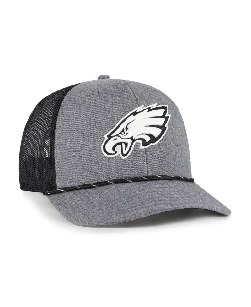 Men's Heather Charcoal Philadelphia Eagles Carbon Rope Trucker Adjustable Hat