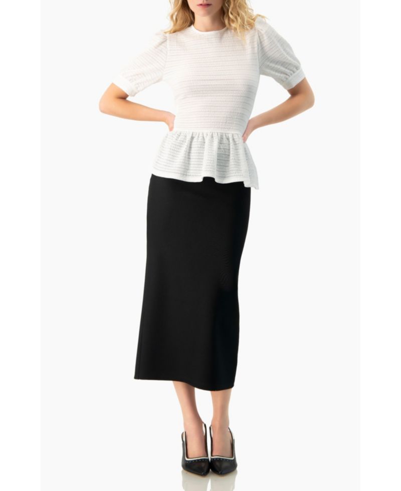 Women's Smooth Stretch Knit High Waist Fitted Midi Skirt