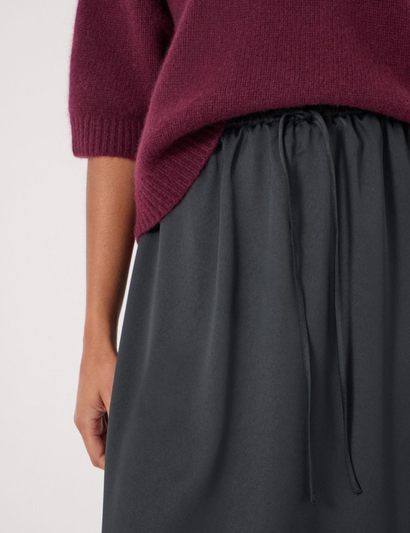 Women's Satin Asymmetric Lace Trim Skirt