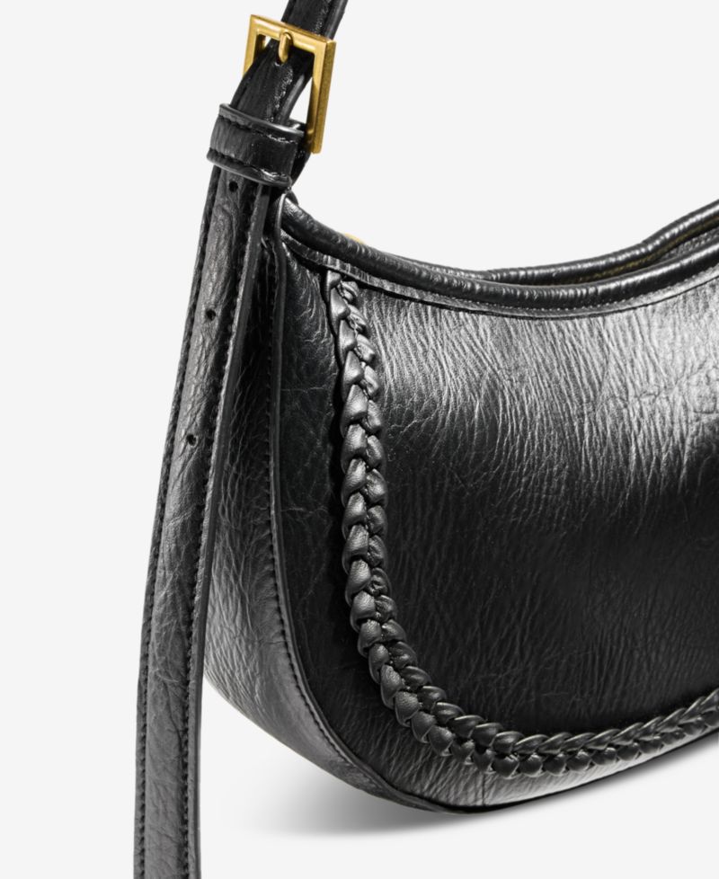 Braided-Edge Small Crescent Bag