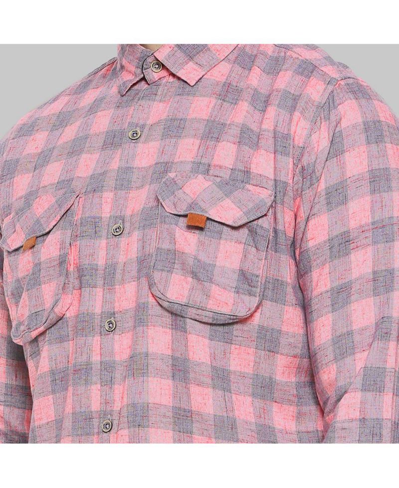 Men's Blush Pink & Moon Grey Tartan Plaid Shirt