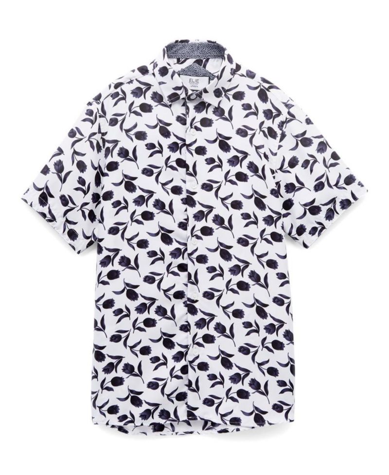 Big Boys Blue Floral Button-Down Slim Fit Short Sleeve Shirt