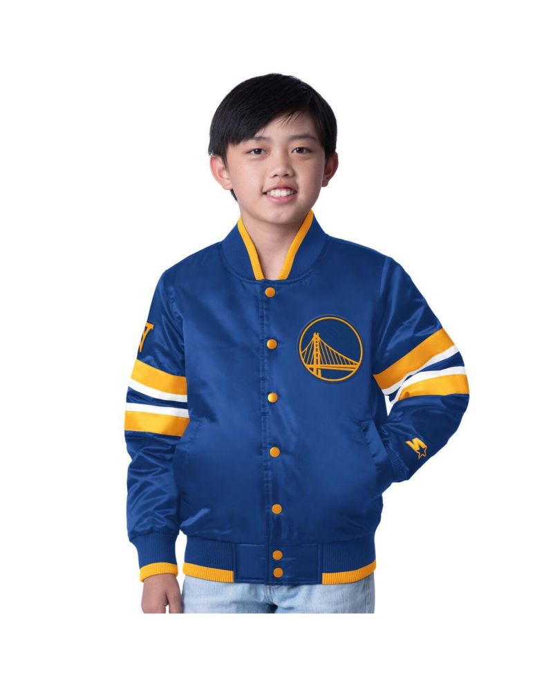 Big Boys and Girls Royal Golden State Warriors Scout Varsity Full-Snap Jacket