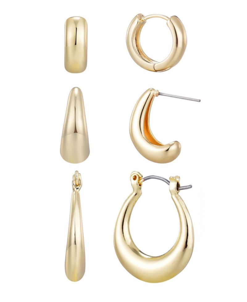 Gold Plated Hoop Earrings Set