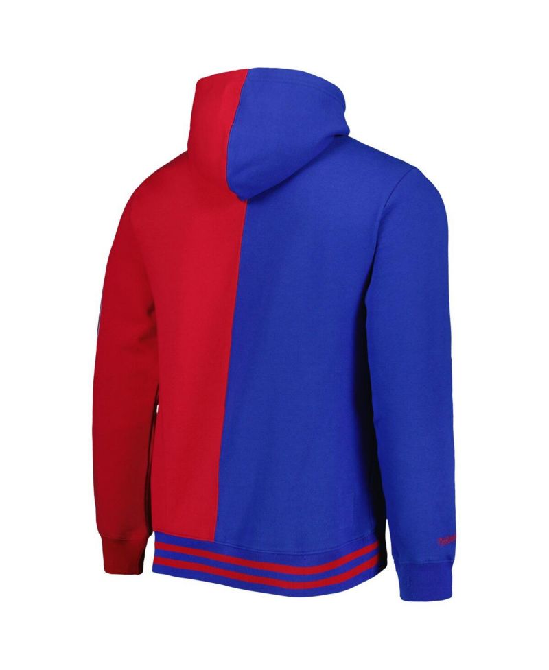 Men's Royal, Red Philadelphia 76ers Hardwood Classics Split Pullover Hoodie