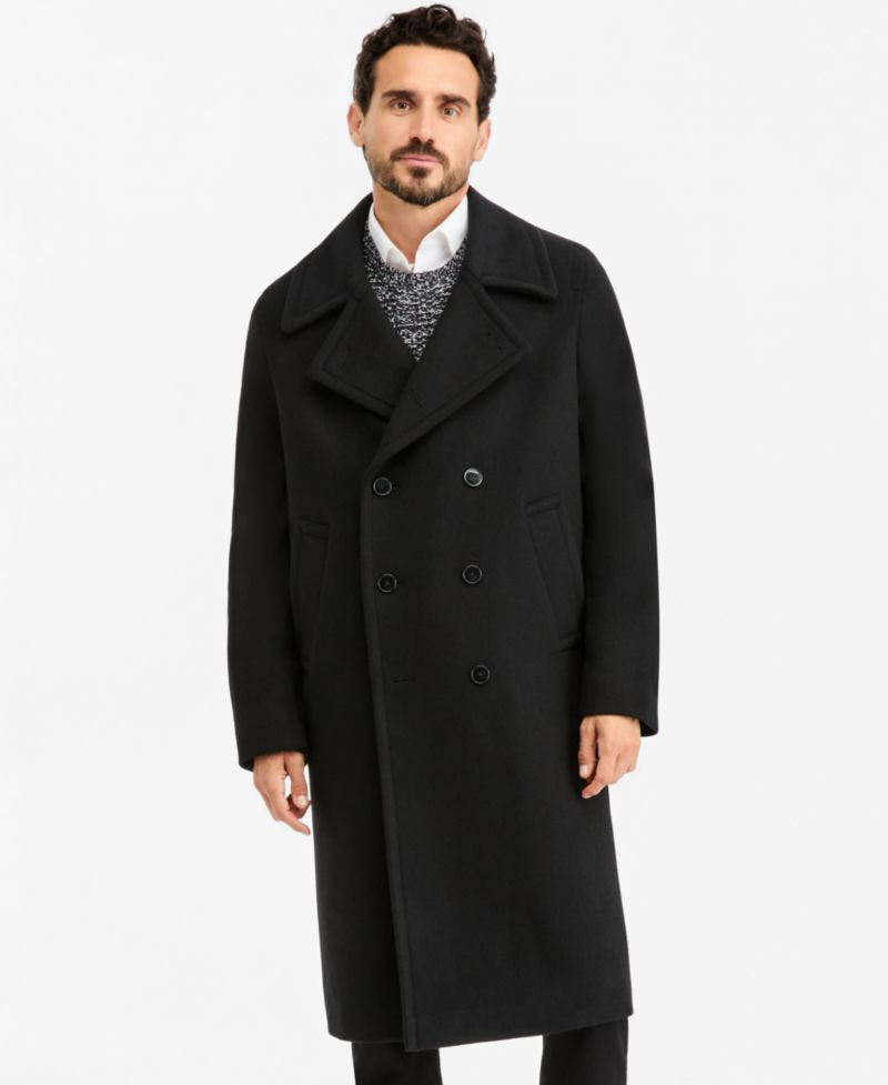 Men's Classic-Fit Solid Wool-Blend Overcoat