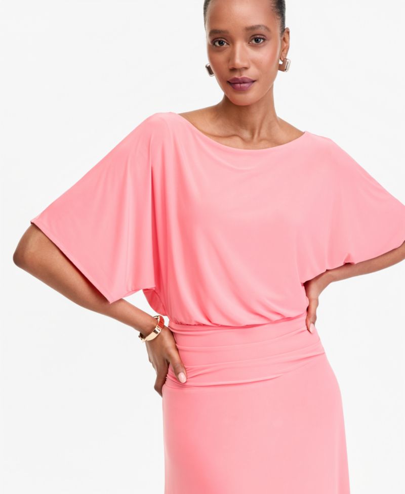 Women's Elbow-Sleeve Knit Midi Dress