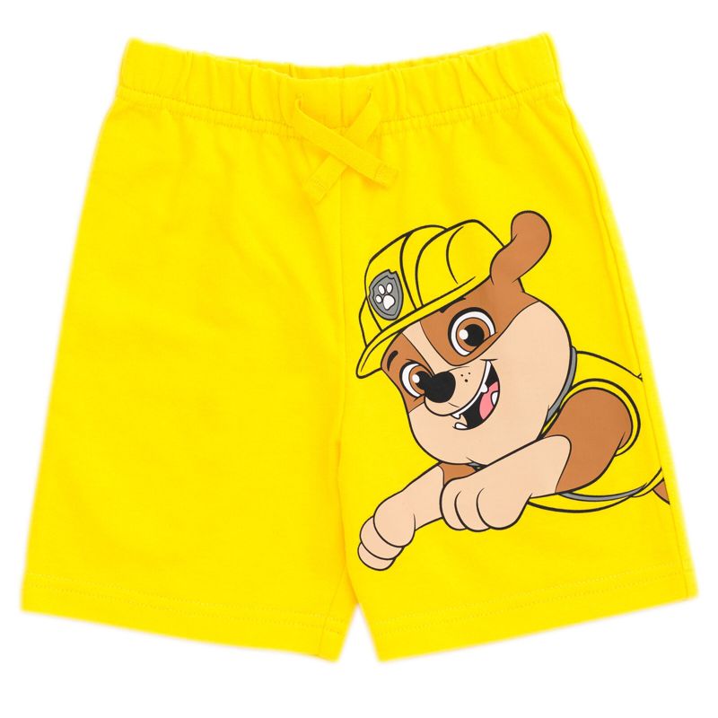 Boys (6-12) Chase Skye Rubble Marshall Cosplay T-Shirt and Bike Shorts French Terry Outfit Set Toddler to Big Kid
