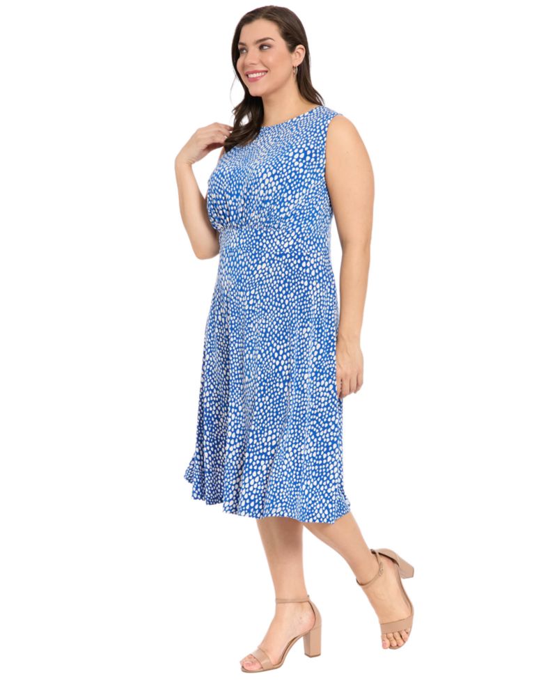 Plus Size Sleeveless Jewel Neck Midi Dress