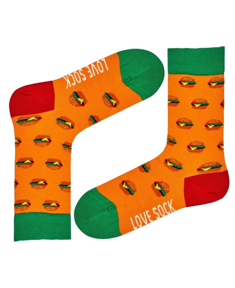 Burger Novelty Cotton Colorful Fun Novelty Crew Socks