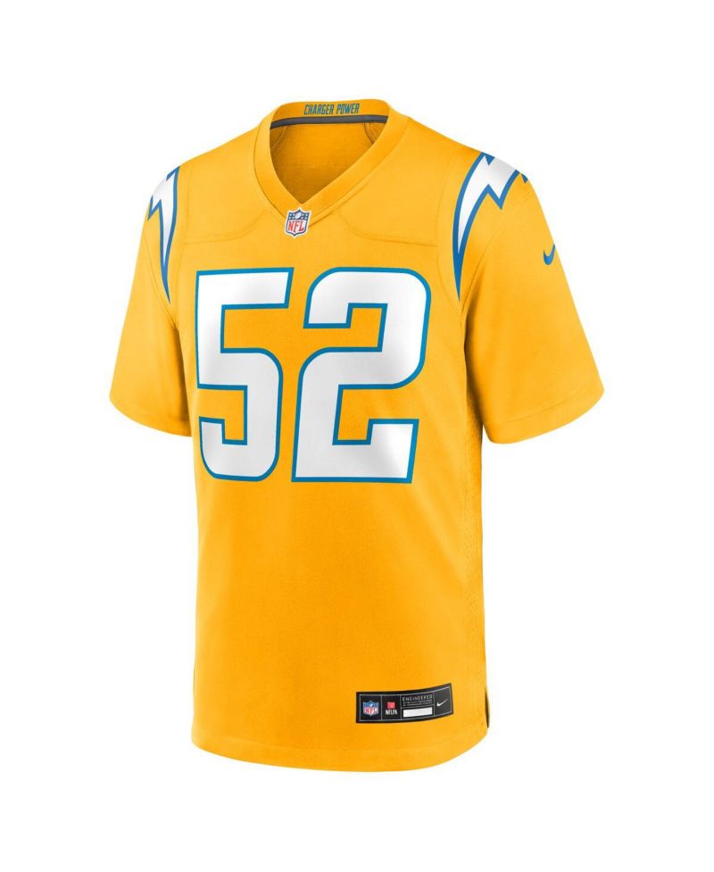 Men's Khalil Mack Gold Los Angeles Chargers Alternate Charger Power Game Player Jersey