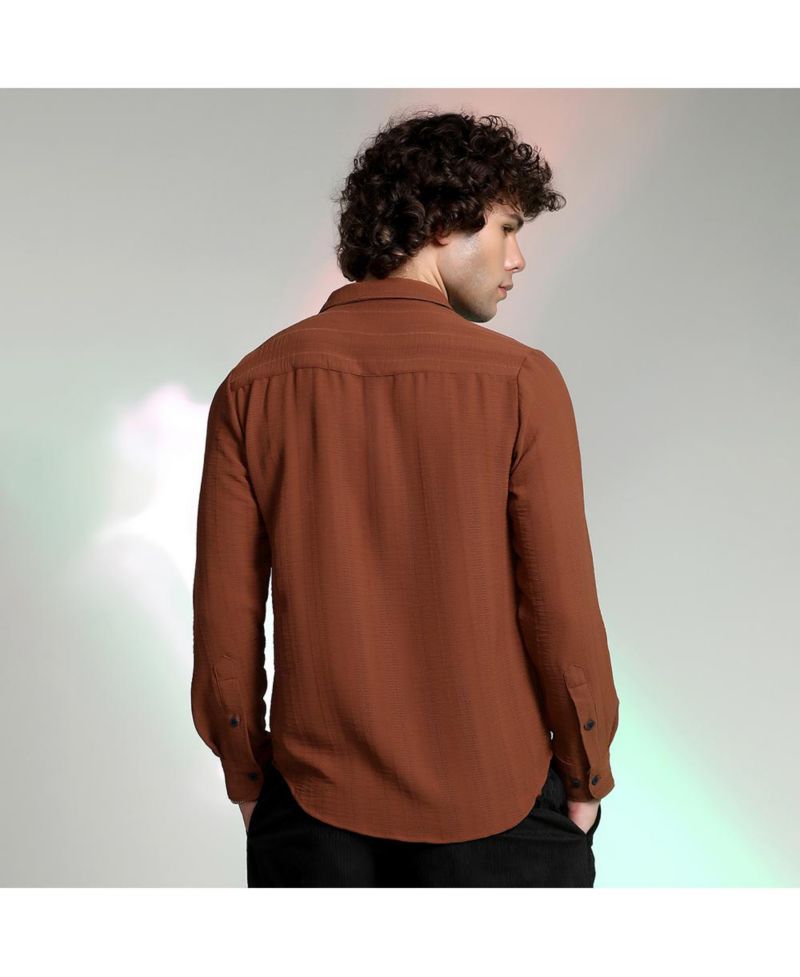 Men's Sienna Brown Woven-Lined Shirt