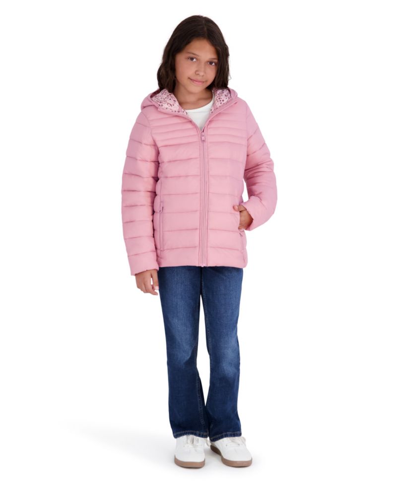 Girls' 5-16 Lightweight Hooded Packable Jacket