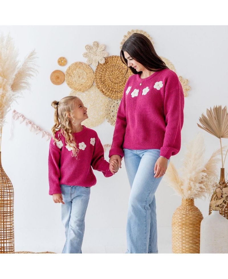 Big Girls Floral Applique Sweater
