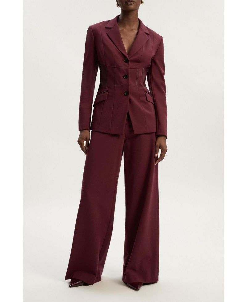 Women's Ponte PU Wide Leg Pants.