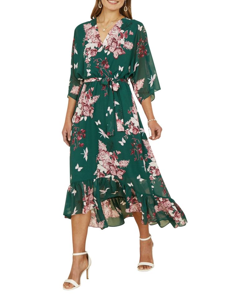 Women's Floral Dipped Hem Dress