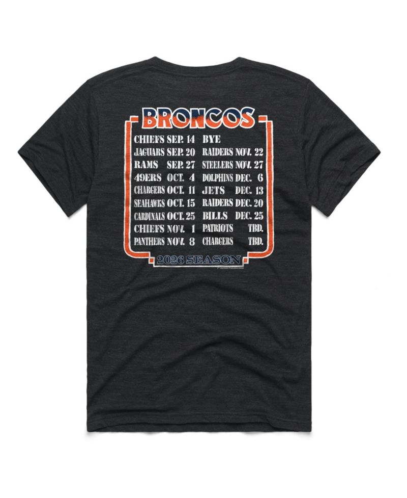 Men's and Women's Denver Broncos 2026 NFL Schedule Queen Tri-Blend T-Shirt