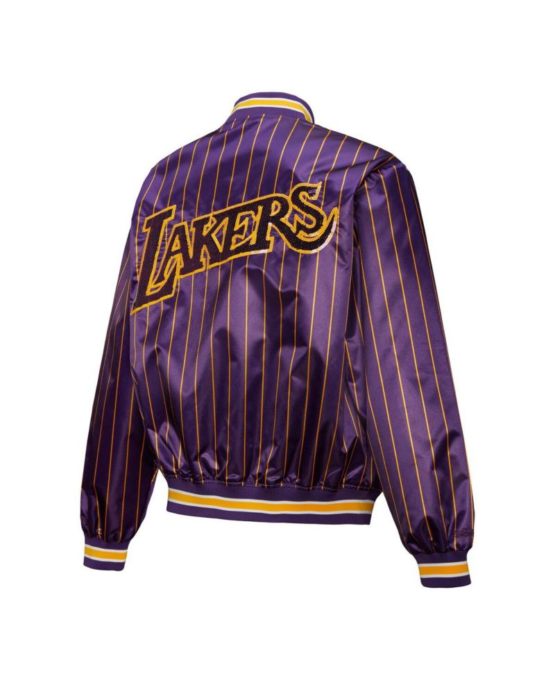 X Dannijo Women's Purple Los Angeles Lakers Satin Full-Snap Jacket