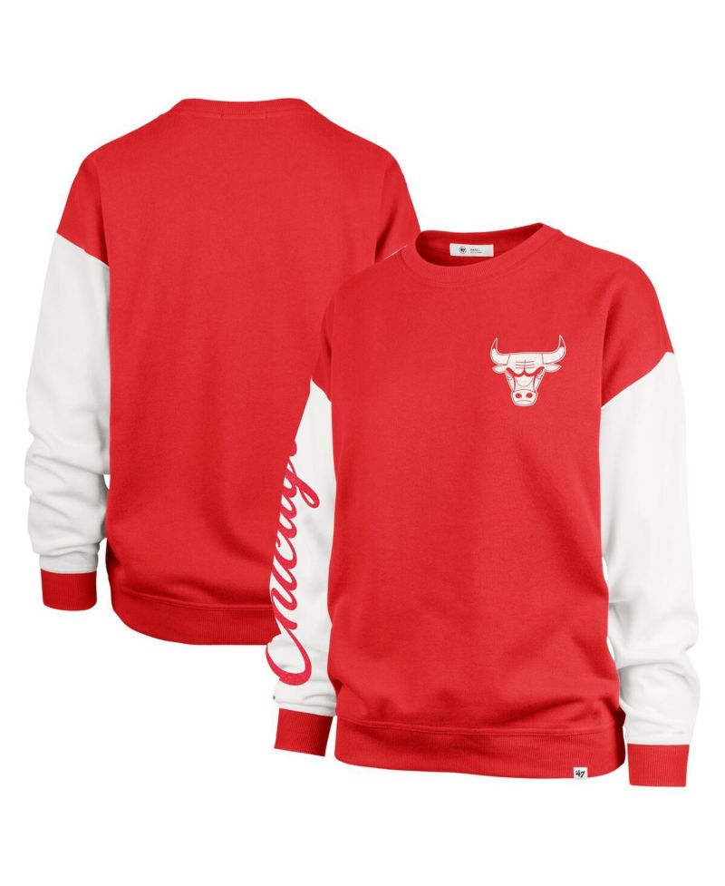 Women's Red Chicago Bulls Rise Andie Oversized Pullover Sweatshirt