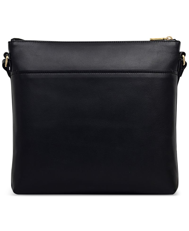 Pockets Large Leather Ziptop Crossbody Bag