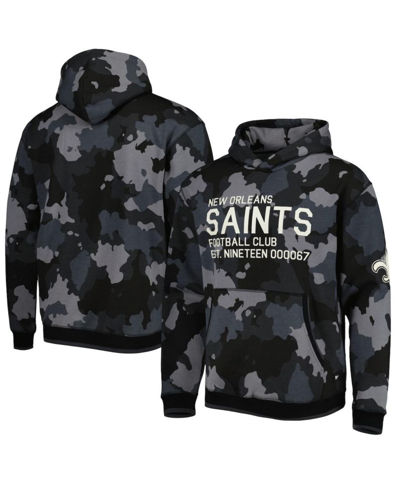 Men's Black New Orleans Saints Camo Pullover Hoodie