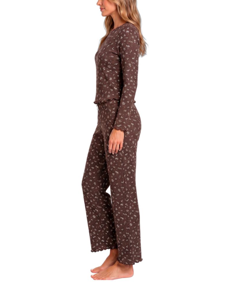 Women's Wonder Rib 3x3 Floral-Print Ribbed Top and Pants, 2-Piece Set