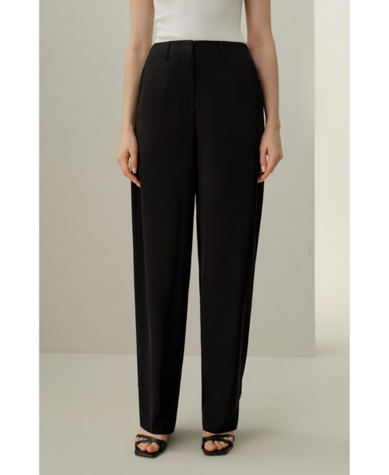 Women's Curved Seam Silk Crepe Pants