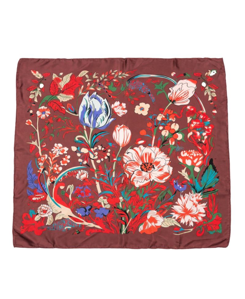 Floral Satin Square Scarf