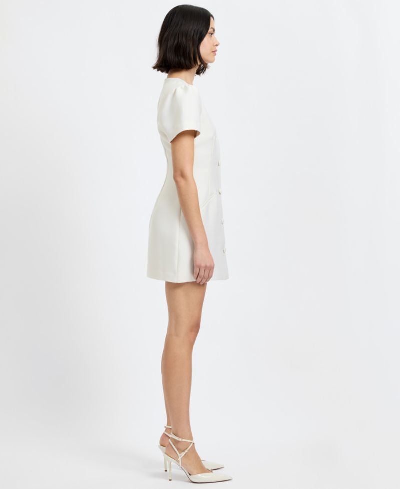 Women's Structured Taffeta V-Neck Mini Dress