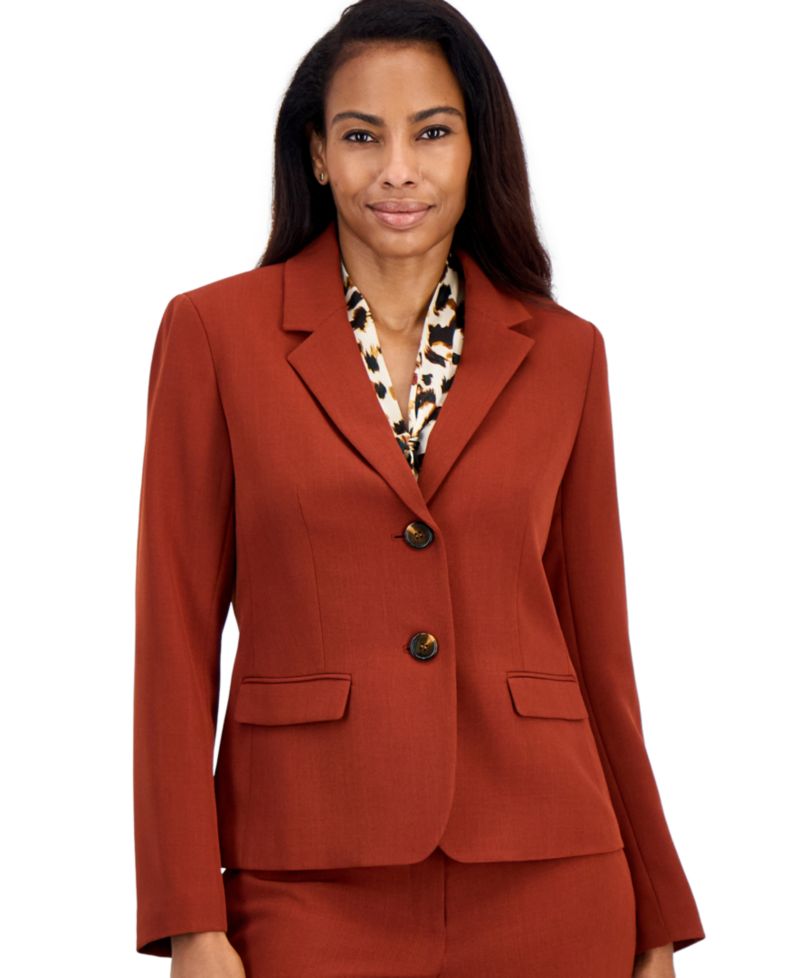 Women's Long Sleeve Stretch Crepe Two Button Blazer