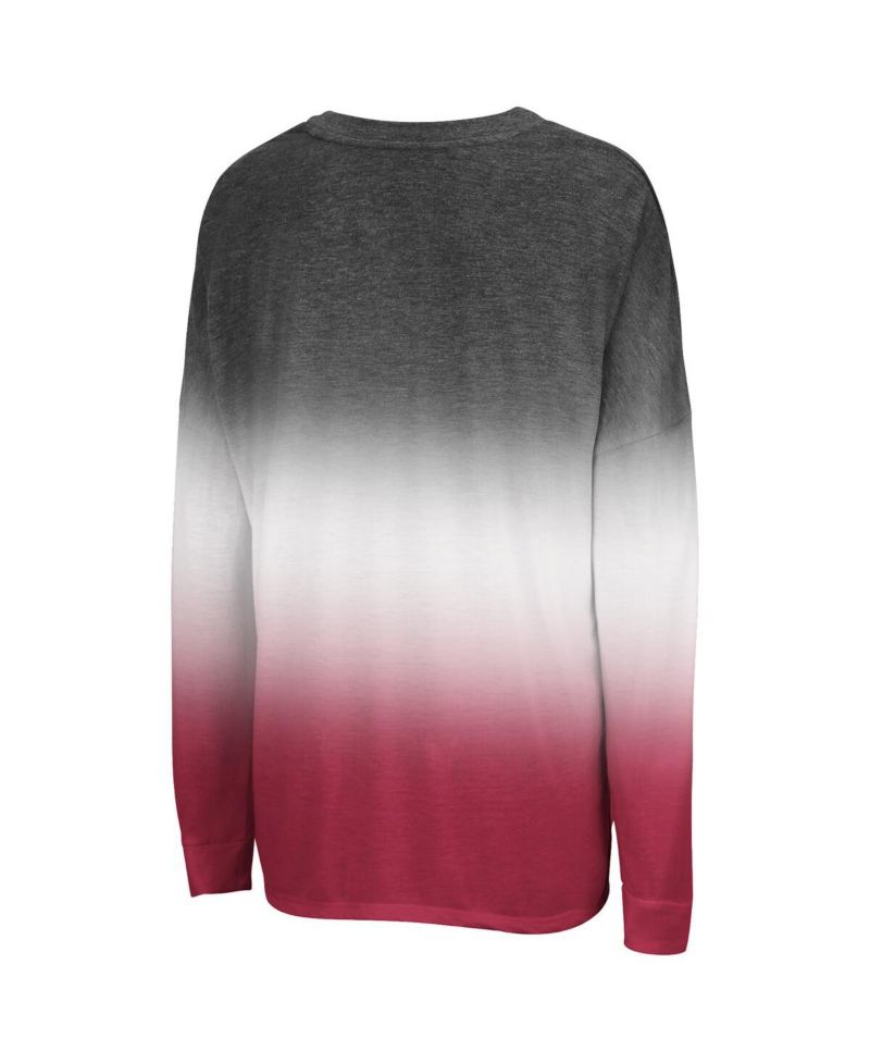 Women's Black Arkansas Razorbacks Winkle Dip Dye Long Sleeve T-Shirt