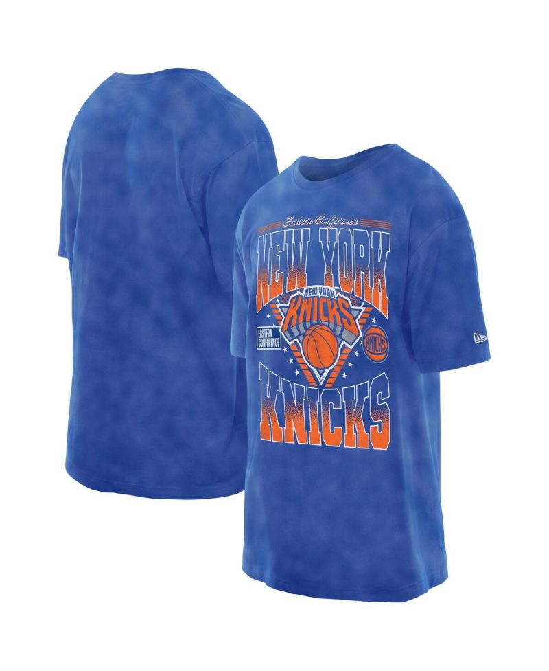 Men's Blue New York Knicks Old School Sport Vintage Wash T-Shirt