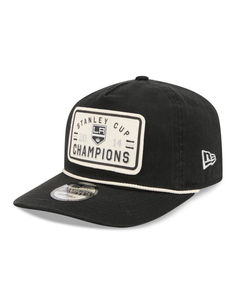 Men's Black Los Angeles Kings Throwback Stanley Cup Champions Side Patch 19TWENTY Adjustable Hat