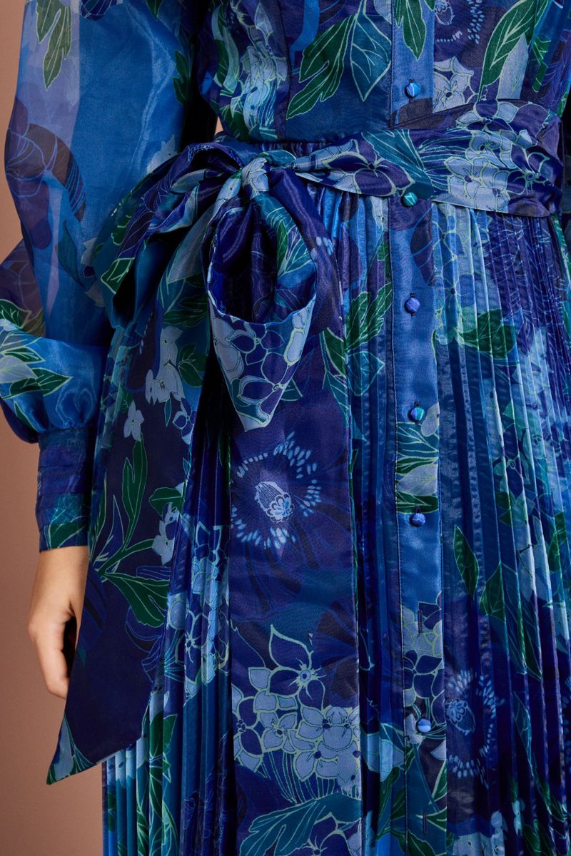 Women's Floral Organza Shirt Dress