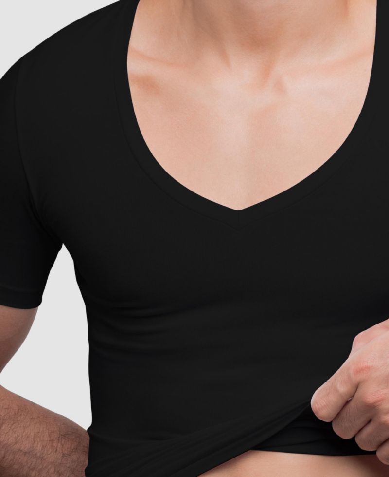 Men's Compression Slim-Fit Deep V-Neck Cotton-Blend T-Shirt
