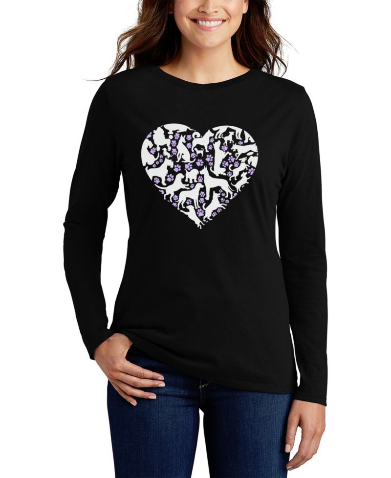 Women's Dog Heart Word Art Long-Sleeve T-Shirt