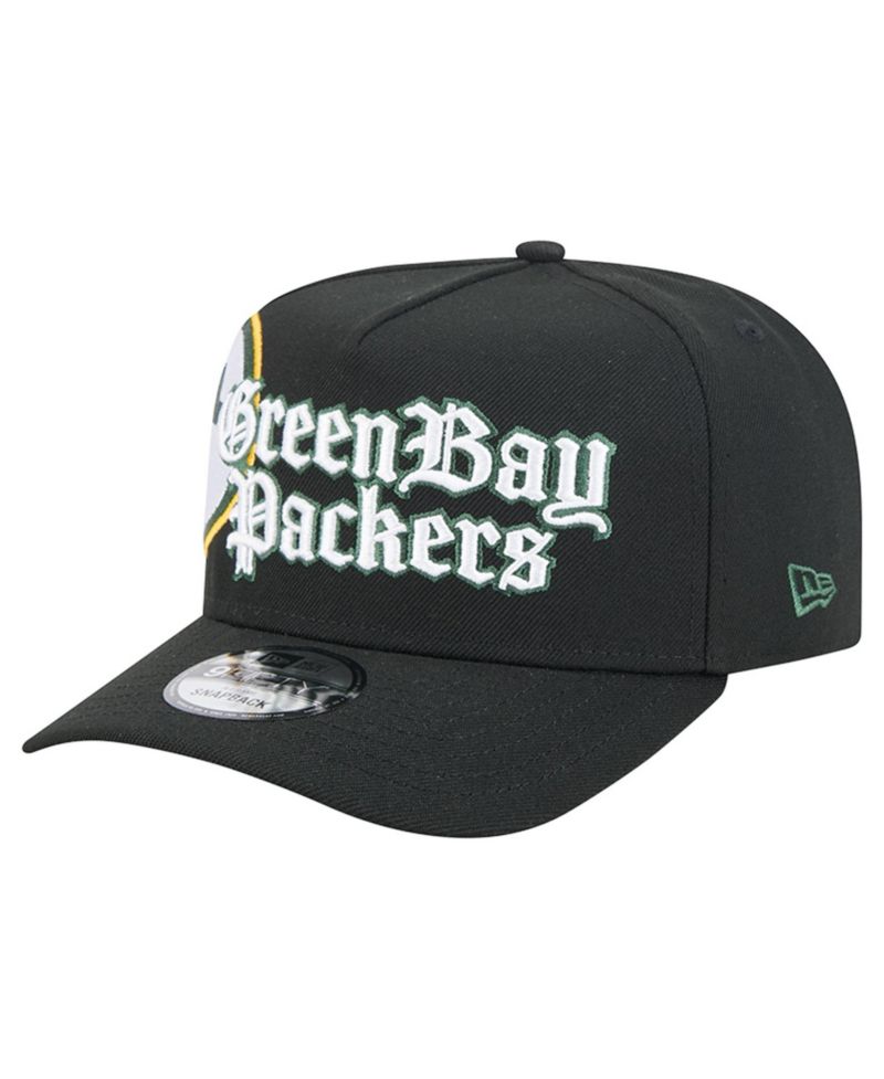 Men's Black Green Bay Packers Proud A-Frame 9FIFTY Snapback Hat