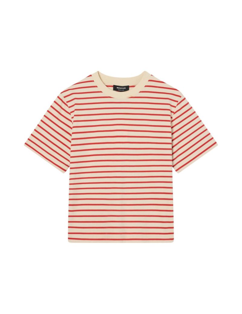 Women's Stripe Relaxed Crewneck Cotton T-Shirt