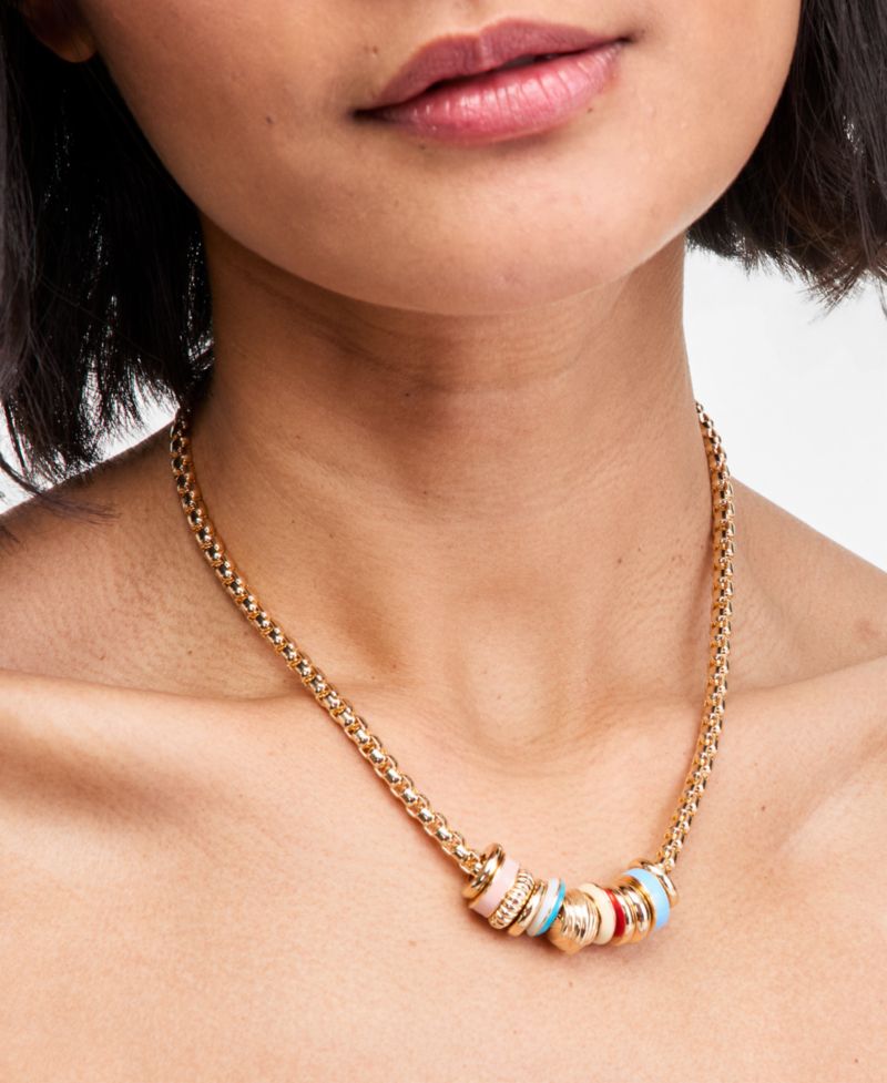 Rondelle Beaded Collar Necklace, 16" + 2" extender