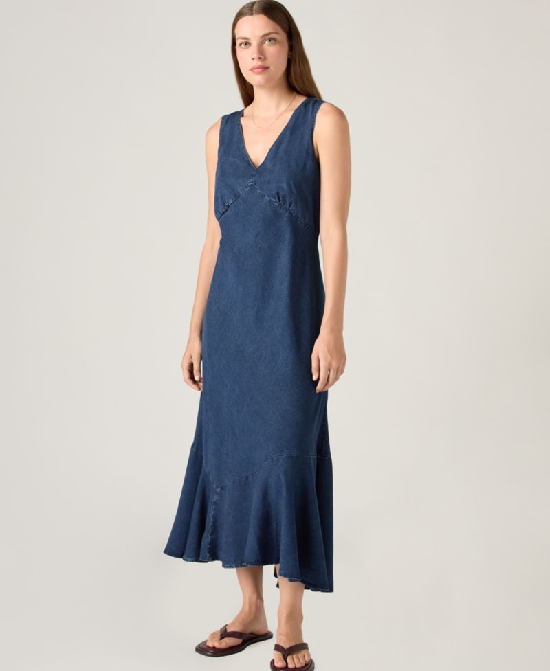 Premium Women's Brita V-Neck Sleeveless Slip Dress
